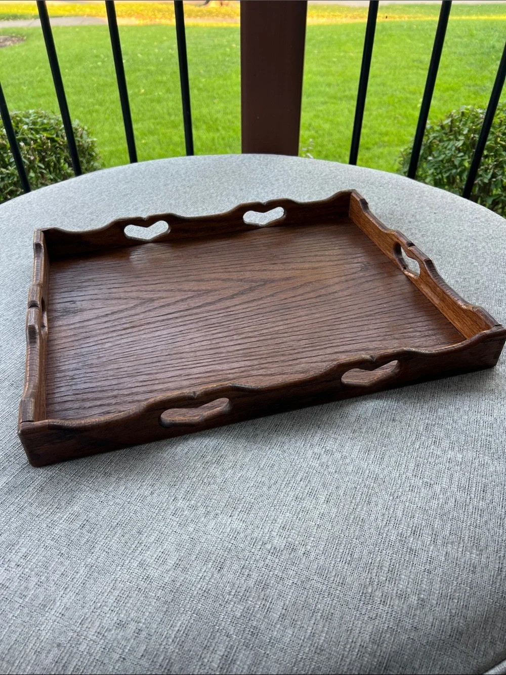 Wooden Serving Tray with Heart Cutouts